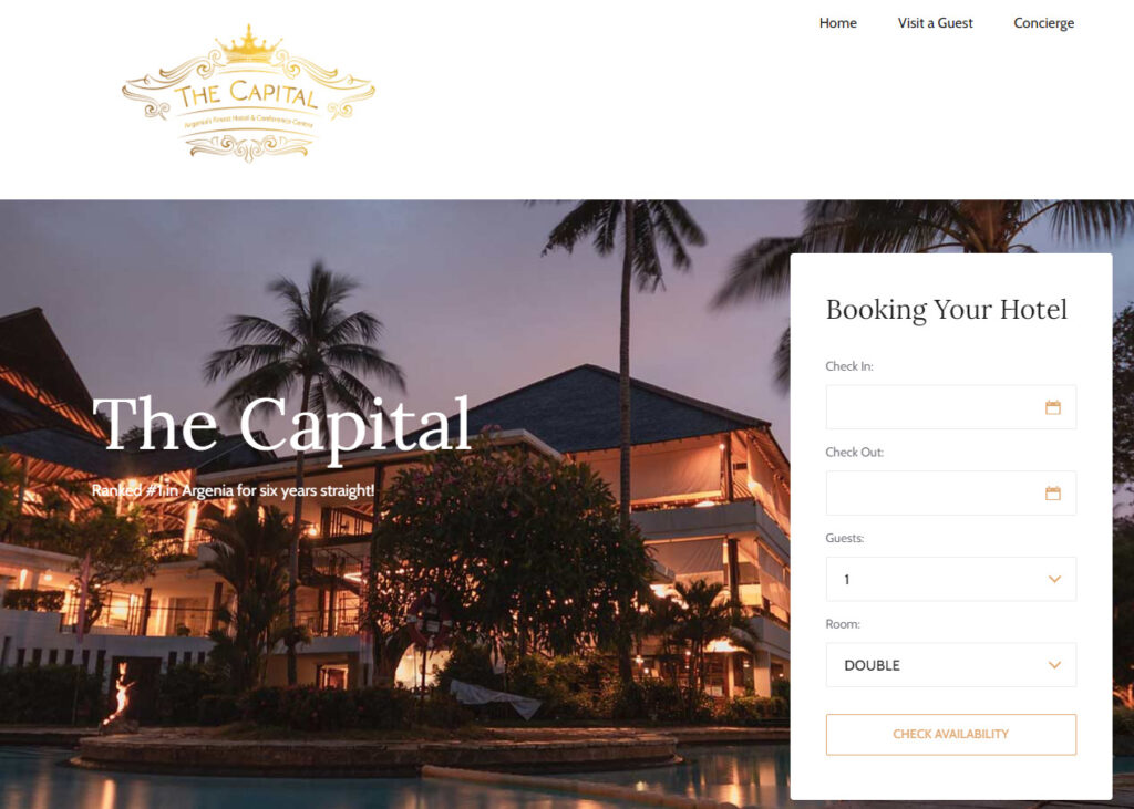 webscapade hotel booking screen