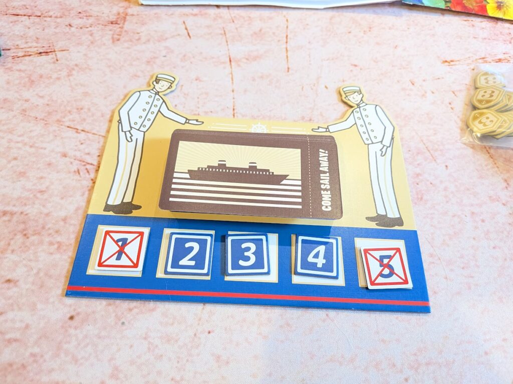 The ticket and bonus board in come sail away