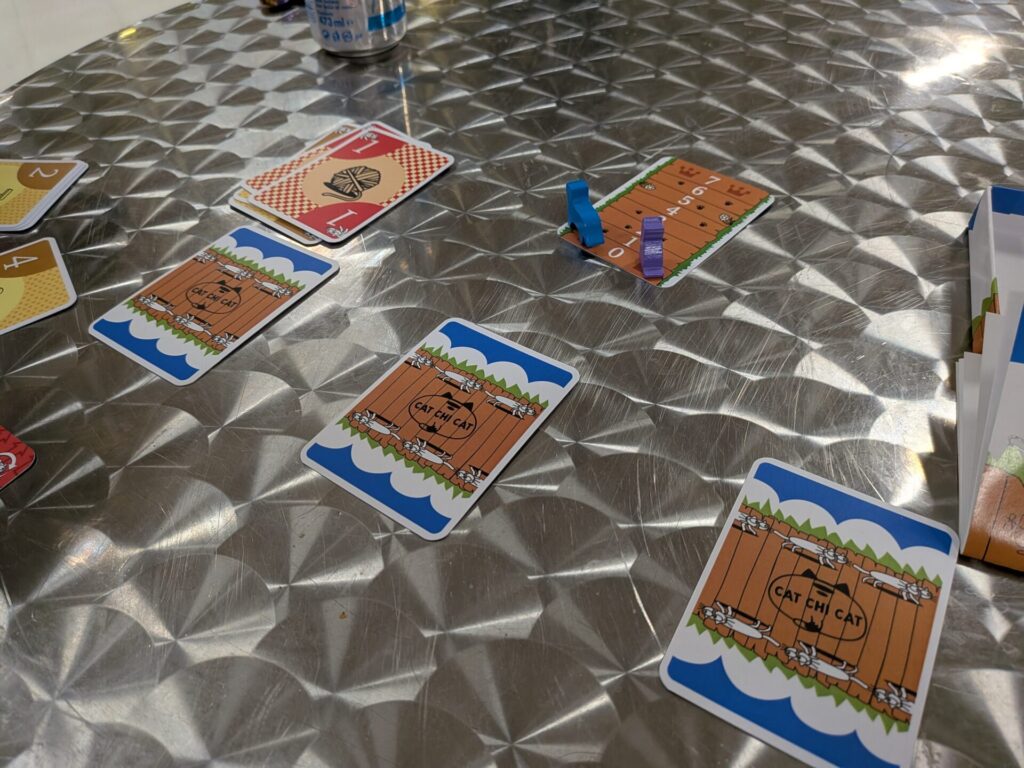 cat chi cat being played on a metal table