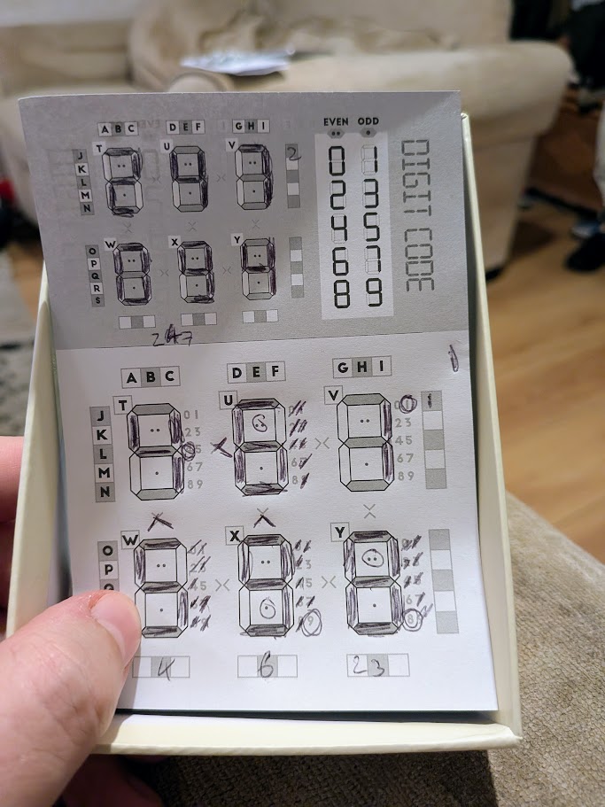 a digit code player sheet