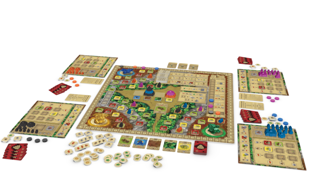 image of a four player game of zapotec setup