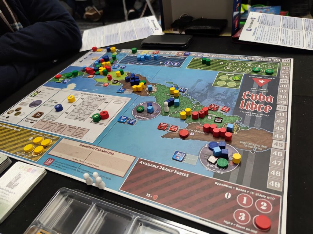a view of the board, during a game of Cuba Libre