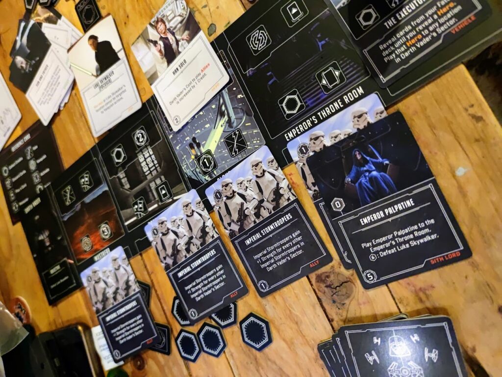 a game in play, showing the player board of a somebody playing as Darth Vader