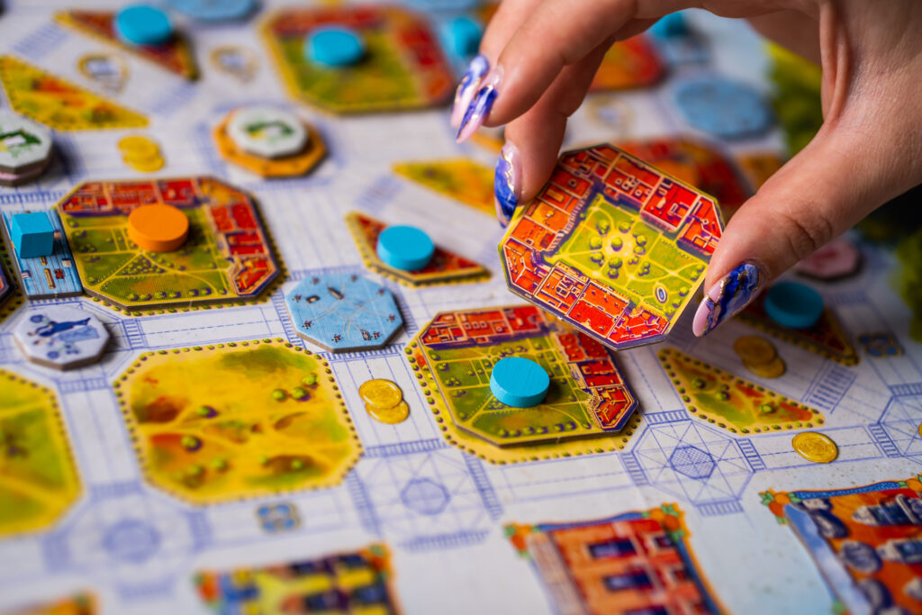 close up of the octagonal building blocks