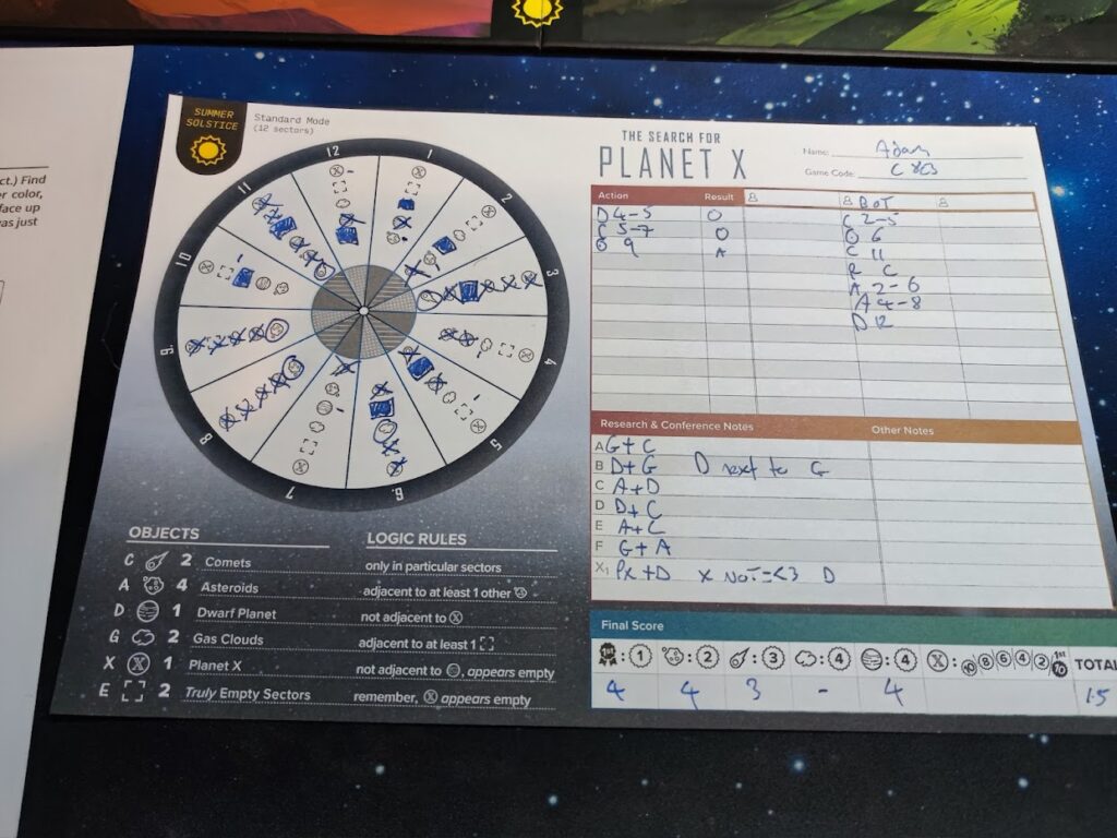 search for planet x player sheet