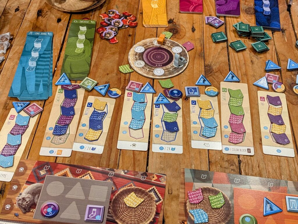 knitting circle being played on a table