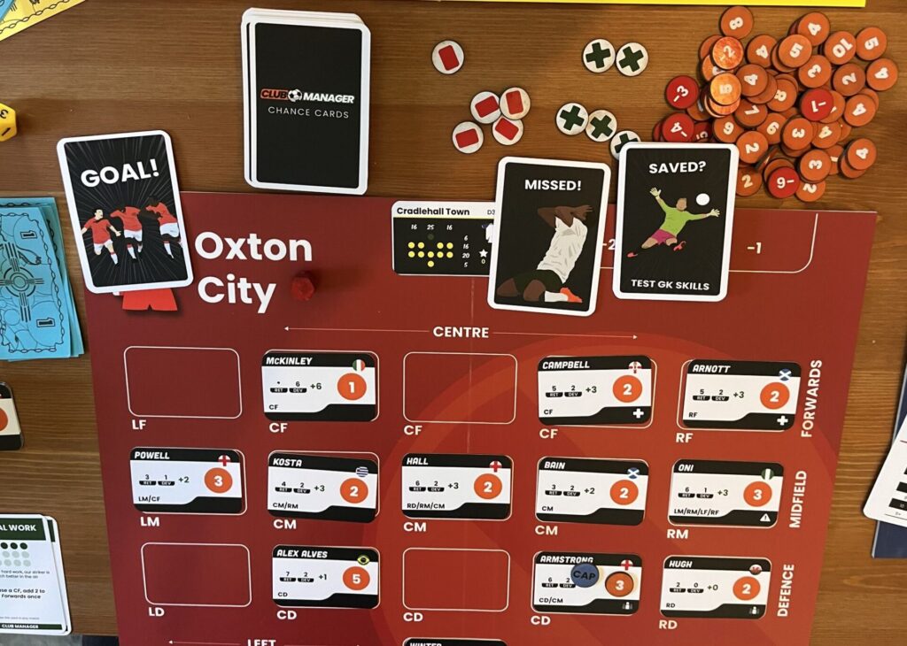 club board with players in formation