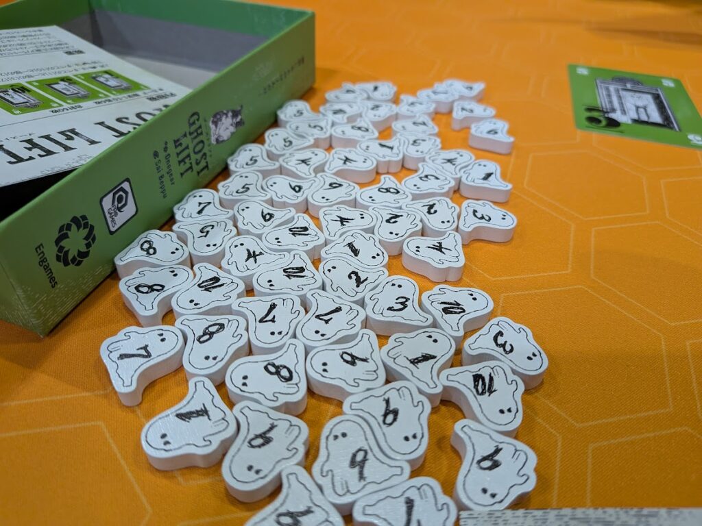 wooden ghost tokens from Ghost Lift