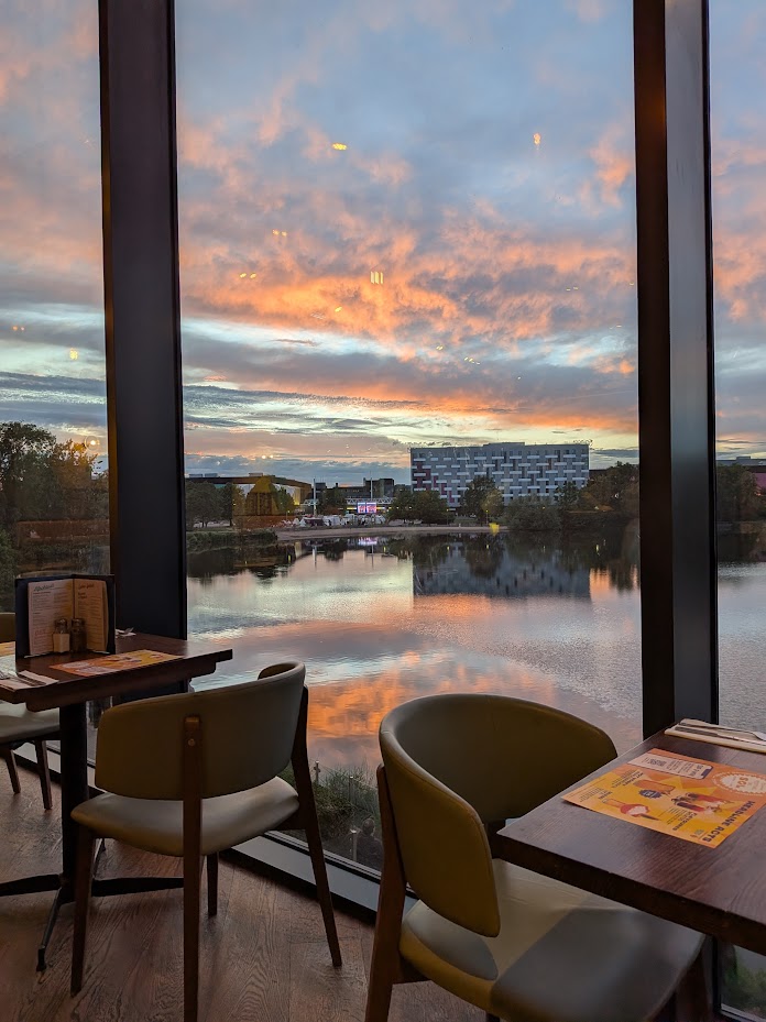 a view across the lake at the NEC