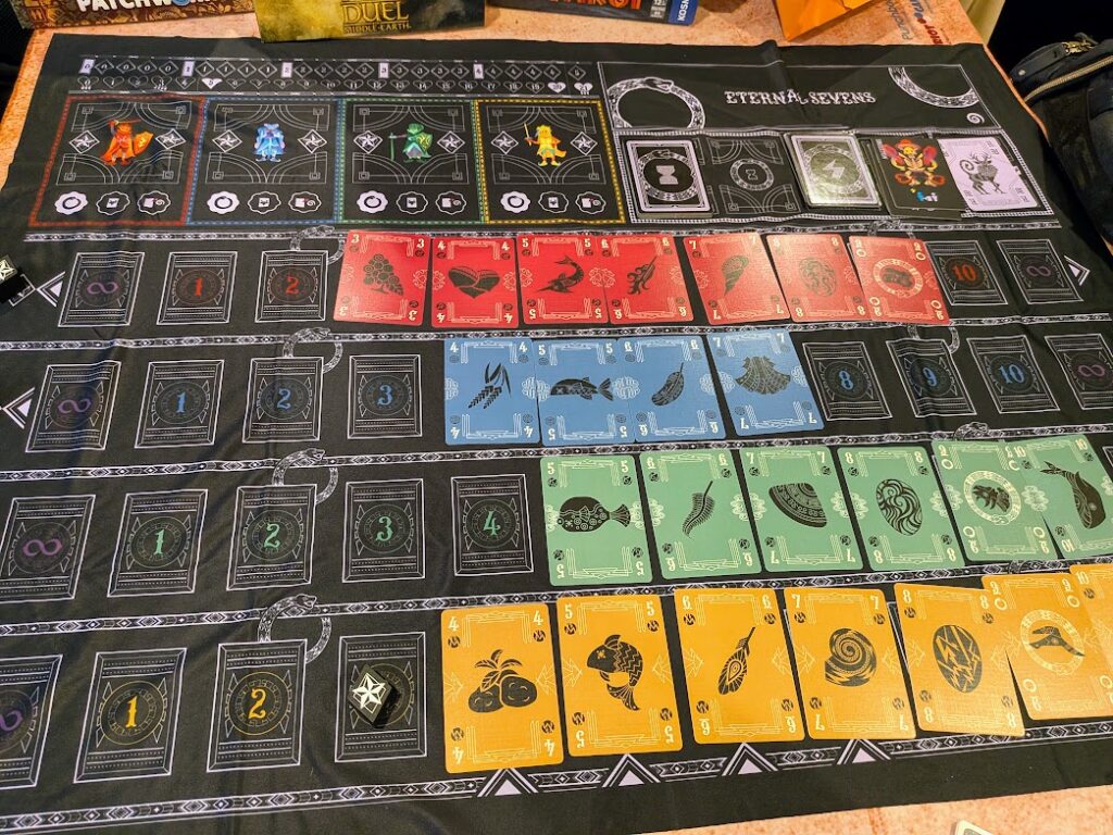 an overhead view of a game of eternal sevens in play